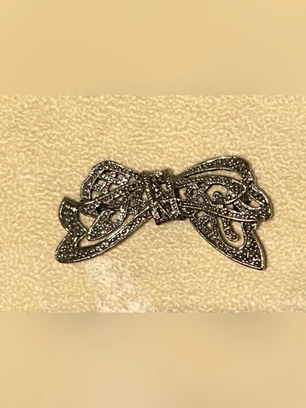 VINTAGE Marcasite Brooch Marcasite in Antique Silver Tone Pin EUC